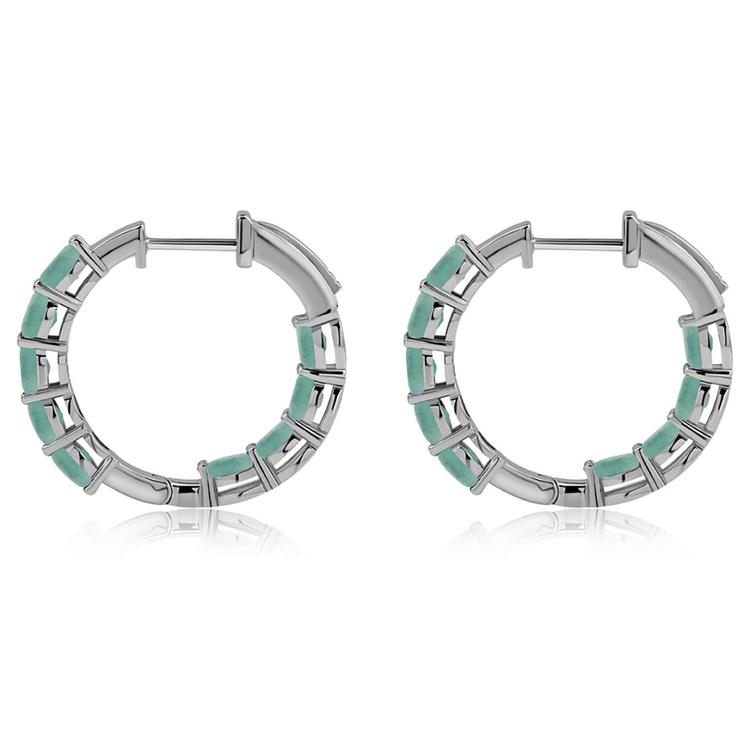 Gemstone Classics™ 4x3mm Oval Emerald Inside Out Hoop Earrings