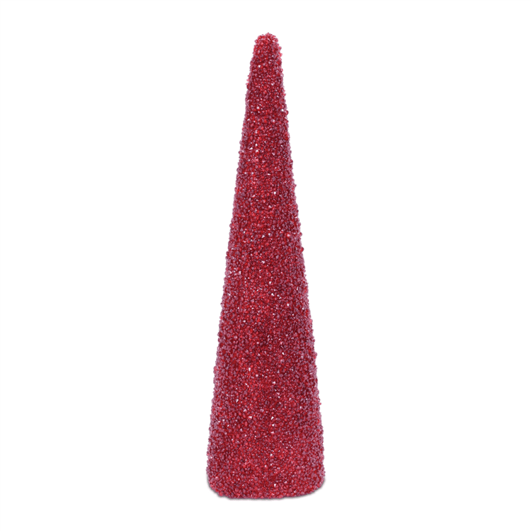 Melrose Red Beaded Cone Tree - Set of 2