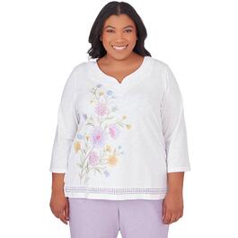 Plus Size Alfred Dunner Garden Party Lace Floral Embroider Top