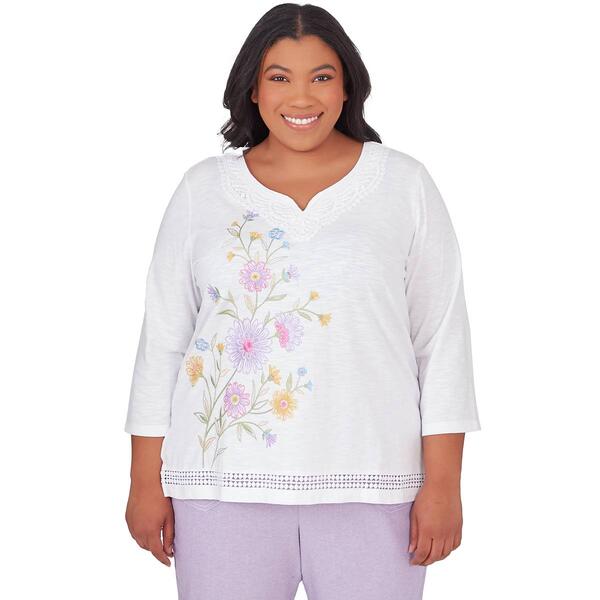 Plus Size Alfred Dunner Garden Party Lace Floral Embroider Top - image 