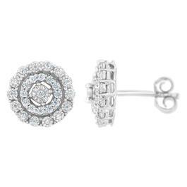 Diamond Classics&#8482; Sterling Silver Double Halo Stud Earrings