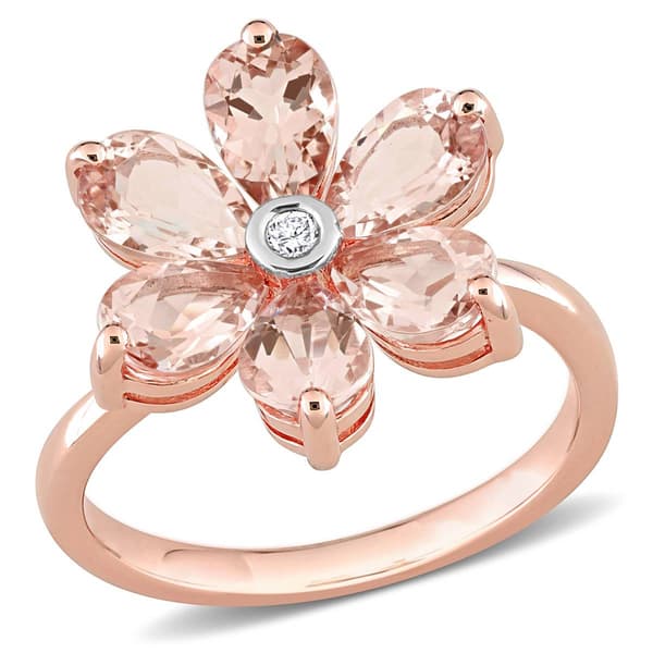 Gemstone Classics(tm) 10kt. Rose Gold Diamond Floral Ring - image 