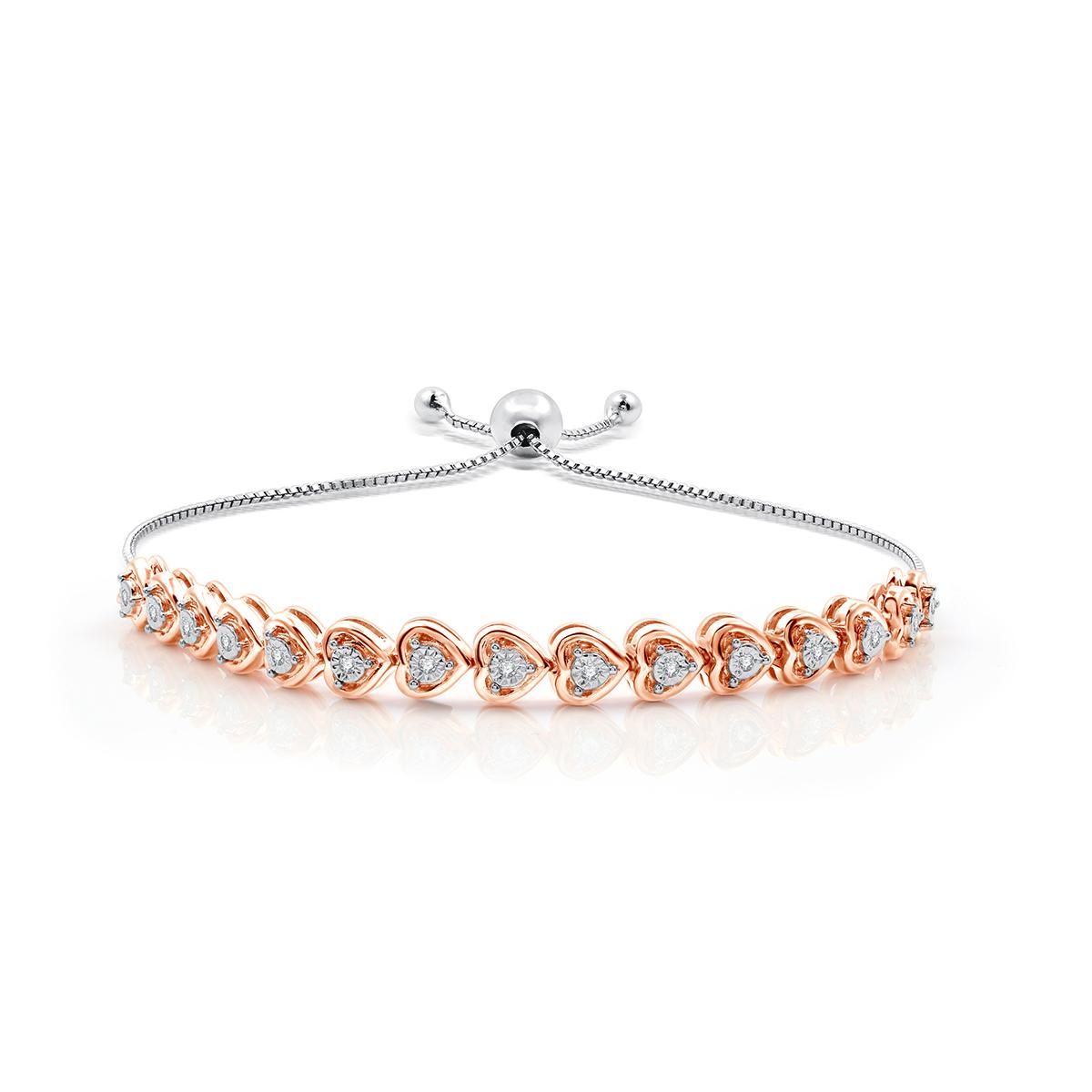 Nova Star(R) Two-Tone Lab Grown Diamond Sideways Heart Bracelet