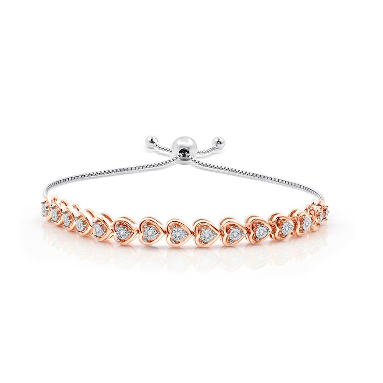 Nova Star(R) Two-Tone Lab Grown Diamond Sideways Heart Bracelet