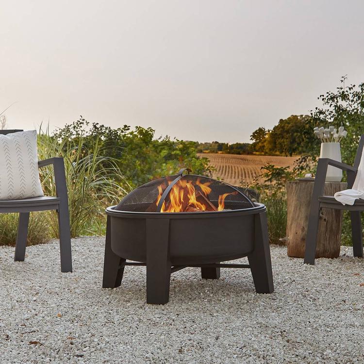 Real Flame Forsyth 35in. Round Steel Wood Burning Fire Pit