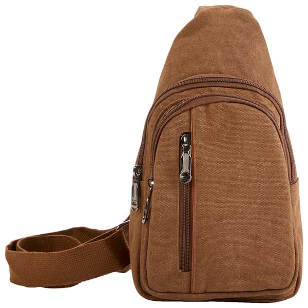 Mens Canvas Sling Bag - Brown - image 