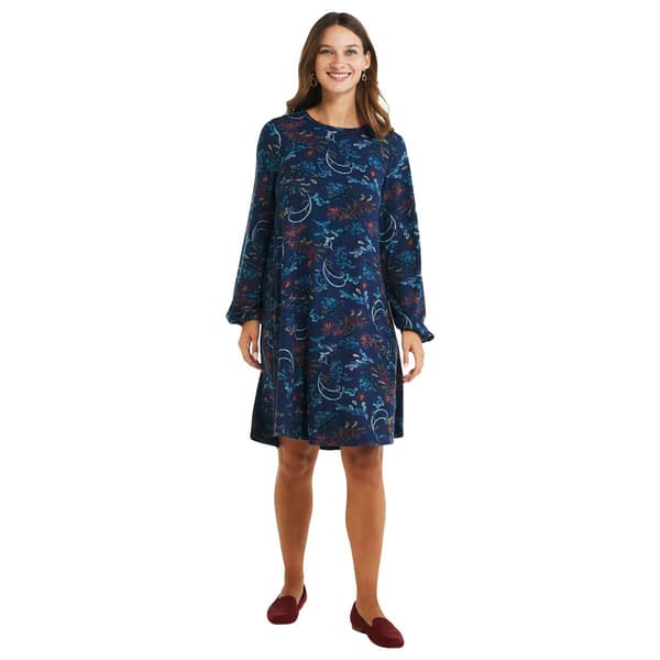 Womens Architect&#40;R&#41; Long Balloon Sleeve Floral Printed Hacci Dress