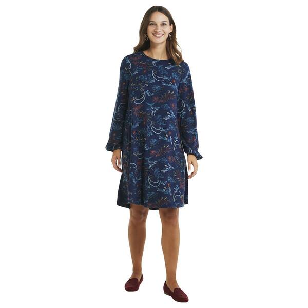 Womens Architect&#40;R&#41; Long Balloon Sleeve Floral Printed Hacci Dress - image 