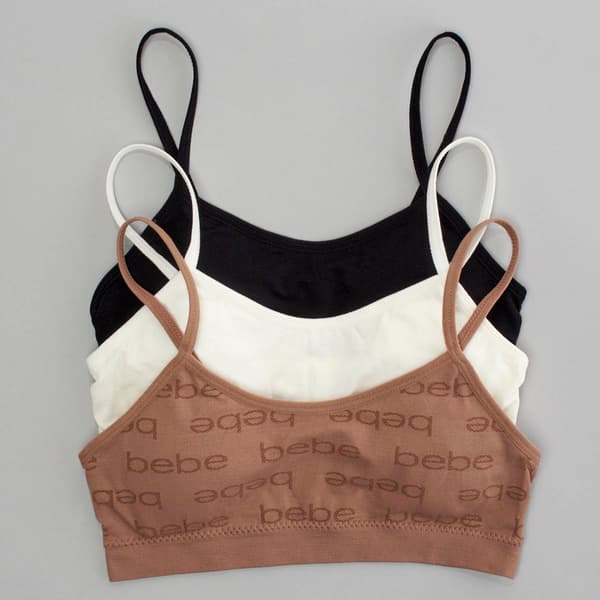 Girls Bebe 3pk. Seamless Jacquard Logo Bralettes