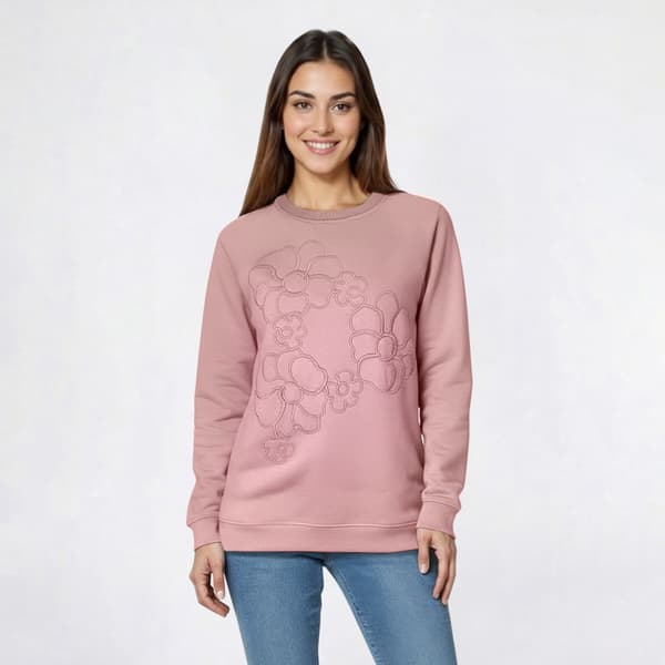 Petite Hasting & Smith Embroidered Fleece Floral Sweatshirt - image 