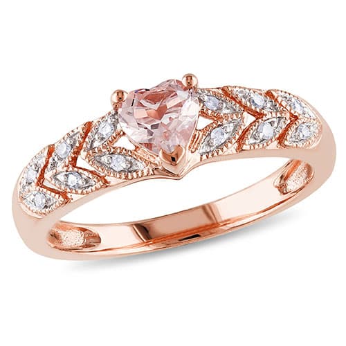 Gemstone Classics&#40;tm&#41; 10kt. Rose Gold 1/20ctw. Heart Ring - image 