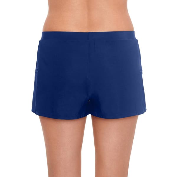 Plus Size American Beach Solid Double Zip Pocket Swim Shorts