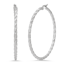 Saffron 50mm Stainless Steel Twisted Hoop Earrings