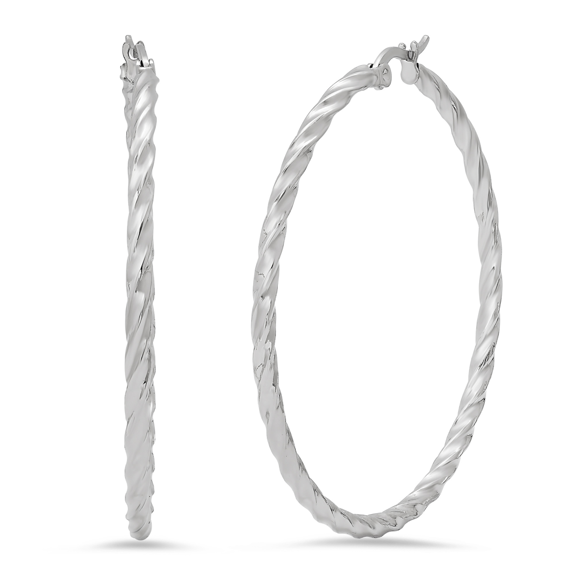 Saffron 50mm Stainless Steel Twisted Hoop Earrings