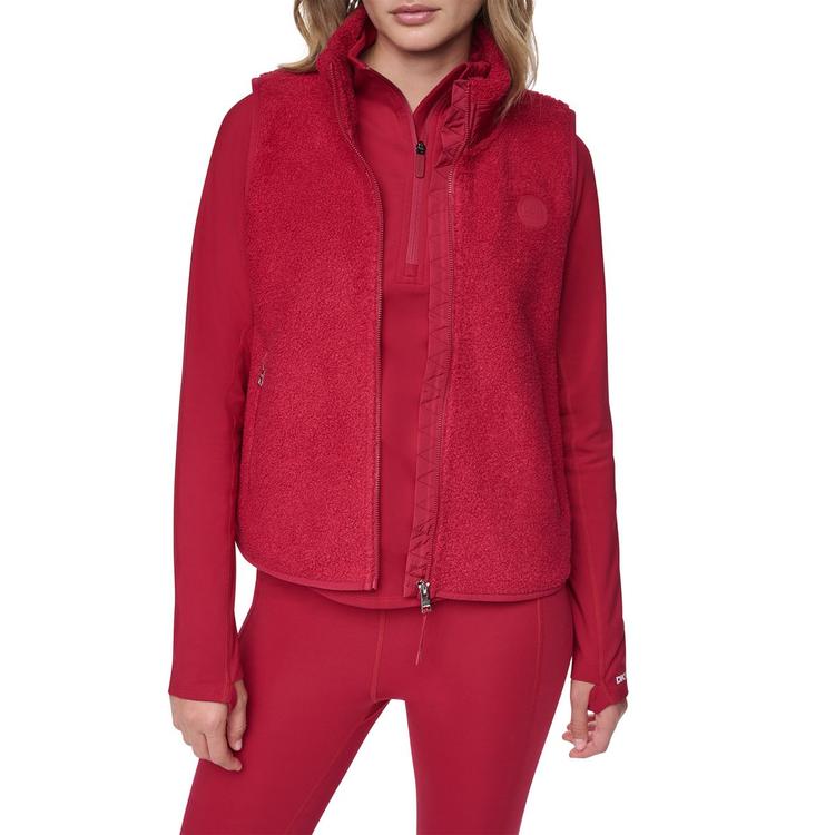 Womens DKNY Sport Mock Neck Sherpa Vest