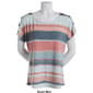 Womens Tru Self Button Shoulder Short Sleeve Stripe Top - image 2