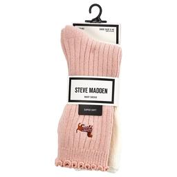 Womens Steve Madden 2pk. Dog Embroidered Lettuce Soft Crew Socks