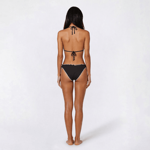 Juniors Mykonos Blue 2pc Lettuce Edge Bikini Contrast Edge Black