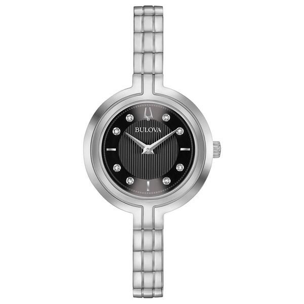 Womens Bulova Rhapsody Diamond Accent Black Dial Watch - 96P215 - image 