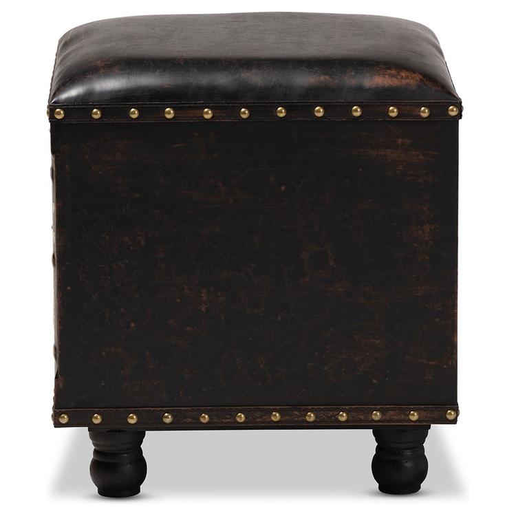 Baxton Studio Charlier Wood Storage Ottoman w/ Book Spine Drawer
