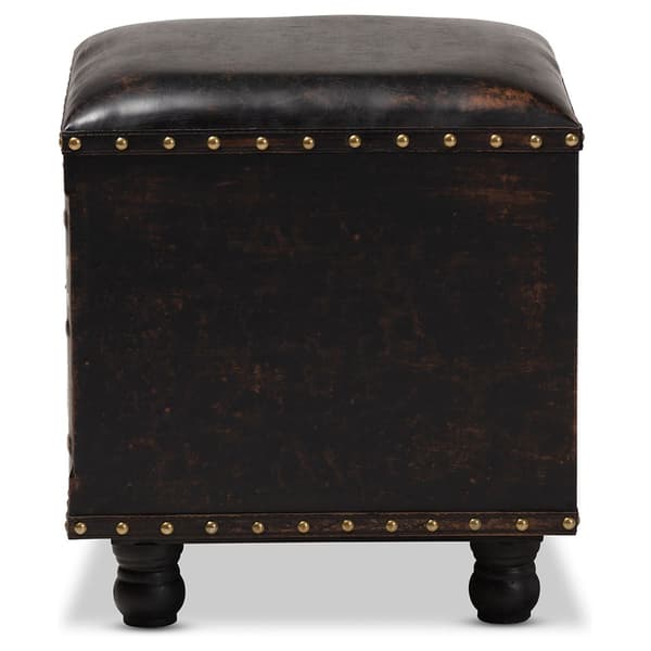 Baxton Studio Charlier Wood Storage Ottoman w/ Book Spine Drawer