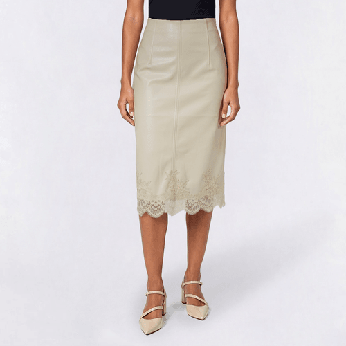 Juniors Love Tree Pleather Lace Hem Midi Skirt