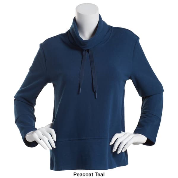 Womens RBX Jacquard Peached Rib Cowl Neck Pullover Top