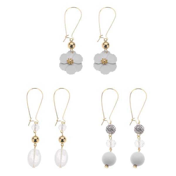 Ashley Cooper(tm) White Gold Beaded Trio Earrings - image 