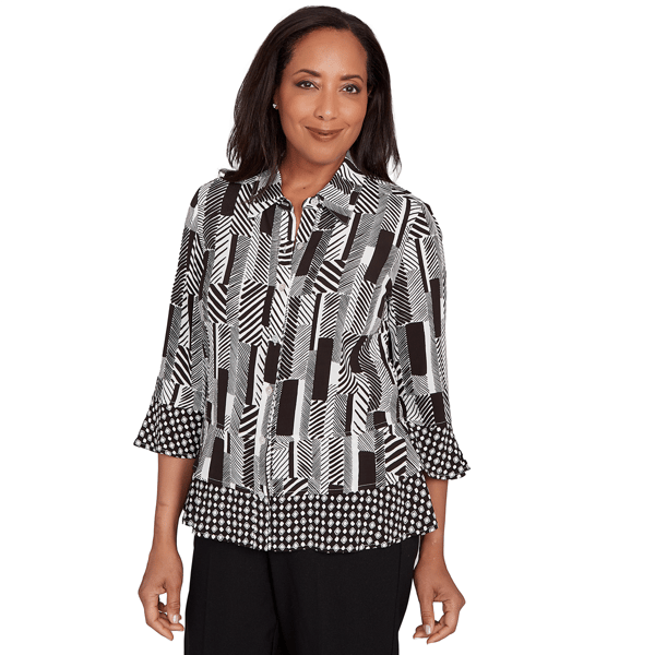 Womens Alfred Dunner Business As Usual Button Front Blouse