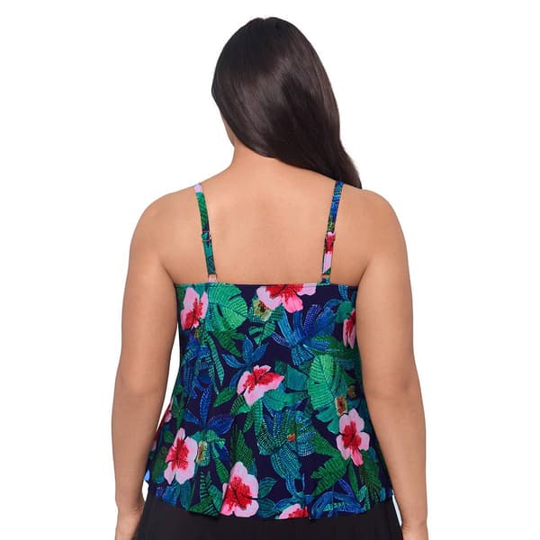 Plus Size TrimShaper Ronnie Jungle Oasis Tankini Swim Top