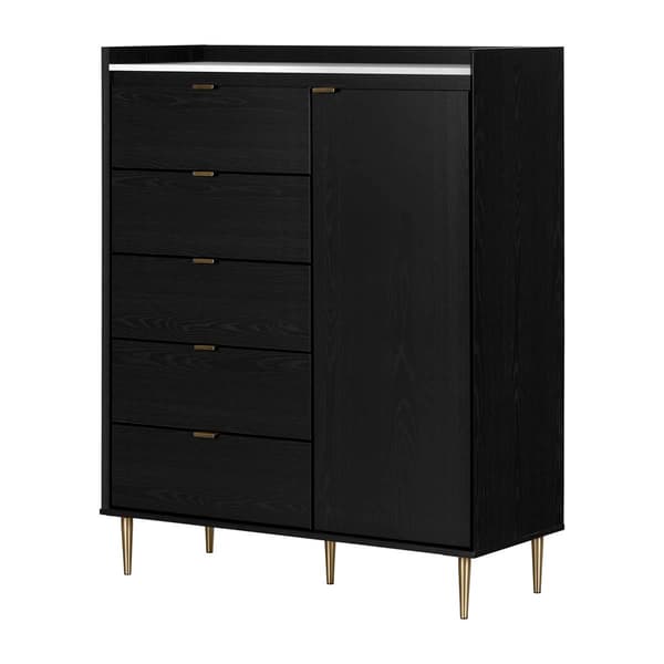 South Shore Hype Door Chest w/ 5 Drawers & Faux Carrara Marble - image 