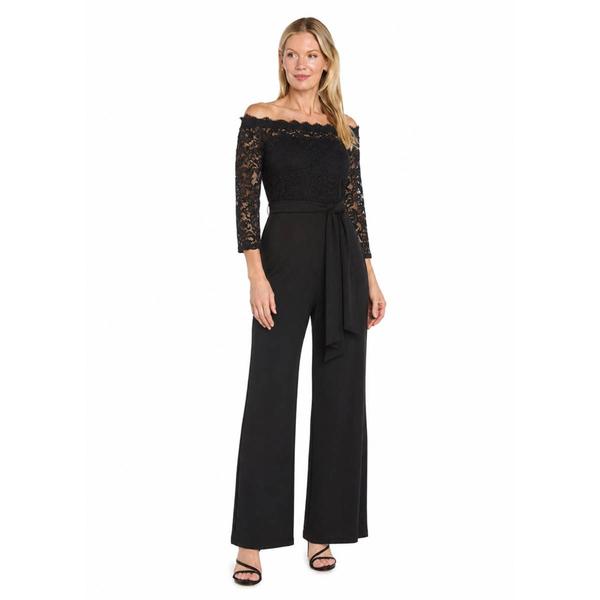 Petites R&M Richards Off The Shoulder Lce Crepe Jumpsuit - image 