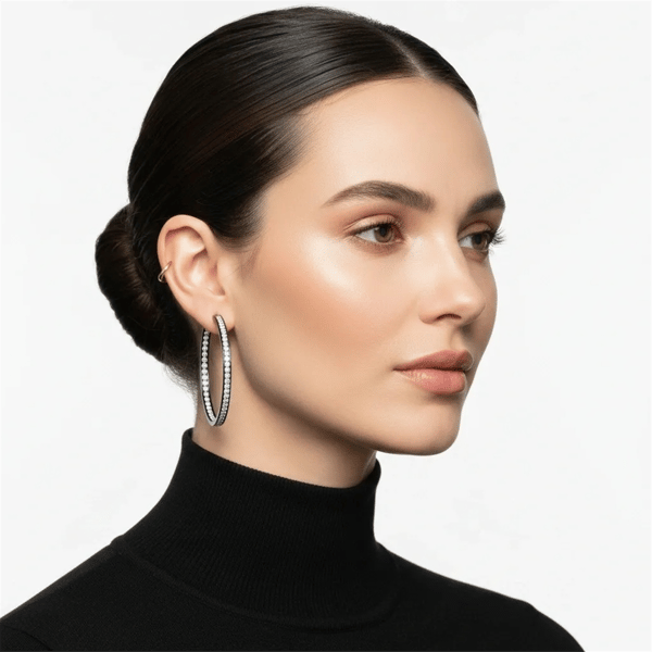 Saffron Black Stainless Steel Inside Out 40mm Hoop Earrings