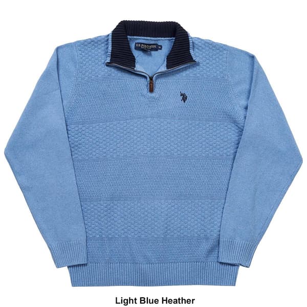 Mens U.S. Polo Assn.&#174; Solid Textured 1/4 Zip Sweater