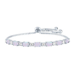 Gemstone Classics&#40;tm&#41; Created Opal/Sapphire Silver Bolo Bracelet