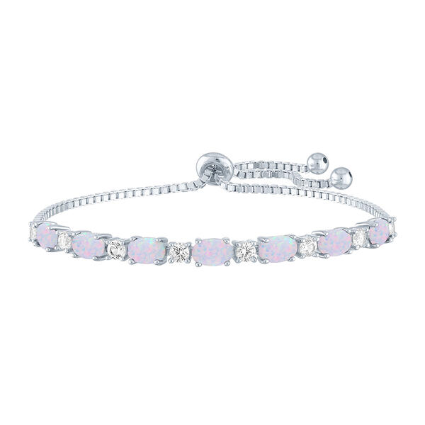 Gemstone Classics&#40;tm&#41; Created Opal/Sapphire Silver Bolo Bracelet - image 