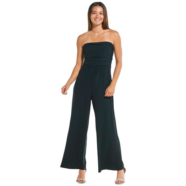 Juniors No Comment Jersey Tube Top Jumpsuit - Black