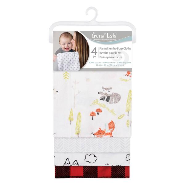Baby Unisex Trend Lab&#40;R&#41; Buffalo Check Woodland 4pk. Burp Cloths - image 