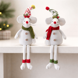 Melrose Holiday Plush Mouse Figurines - Set of 2