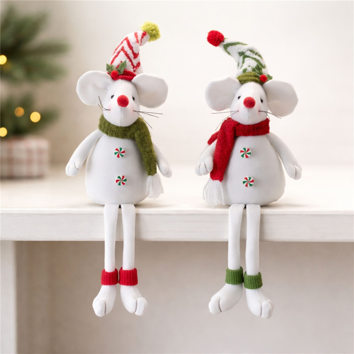 Melrose Holiday Plush Mouse Figurines - Set of 2