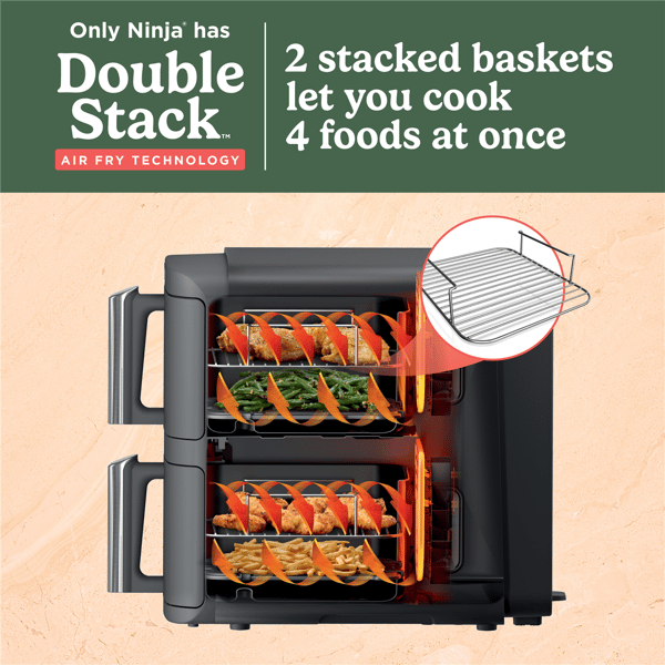 Ninja® DoubleStack XL 6-in-1 2-Basket Space Saving Air Fryer