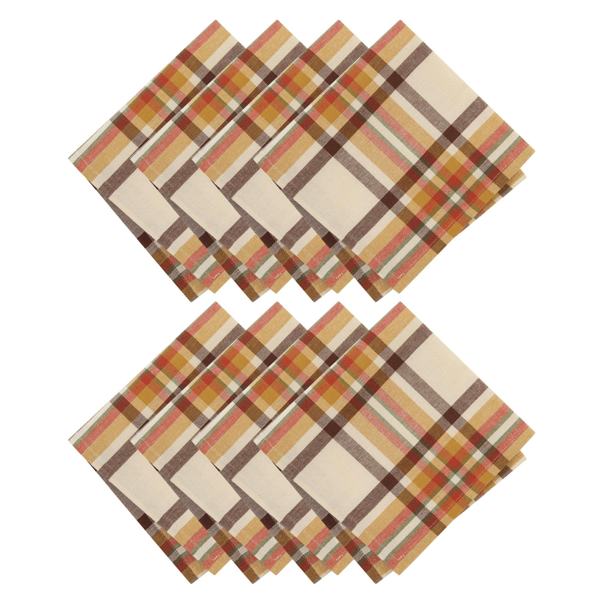 Threadmade Rus- Set Harvest Woven Plaid Napkins - Set of 8 - image 