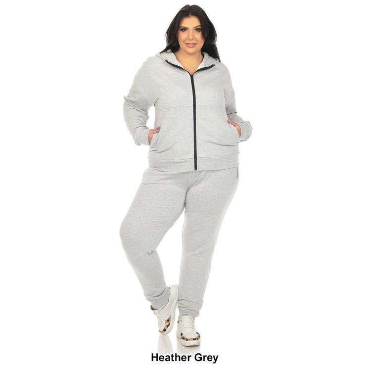 Plus Size White Mark 2pc. Velour Sweatsuit w/ Faux Leather Stripe