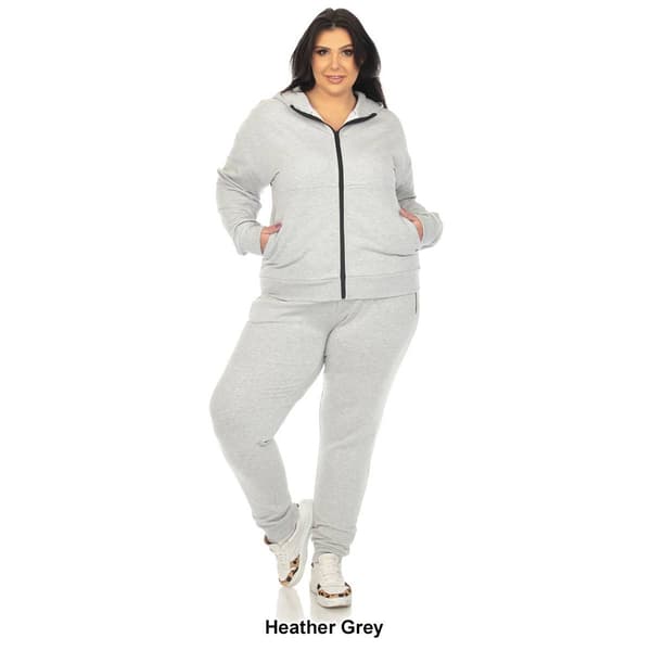 Plus Size White Mark 2pc. Velour Sweatsuit w/ Faux Leather Stripe