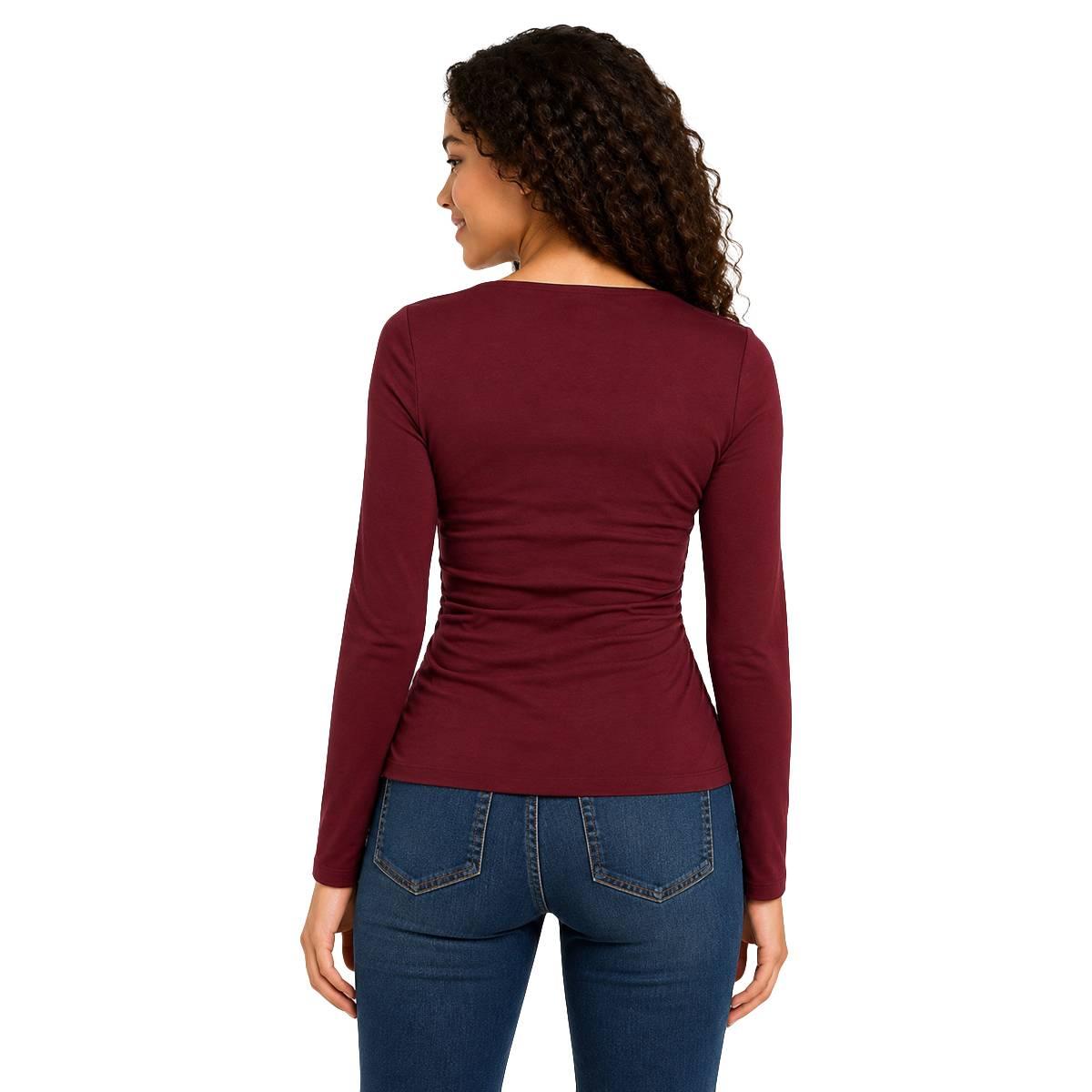 Juniors A. Byer Solid Square Neck Side Ruch Knit Top