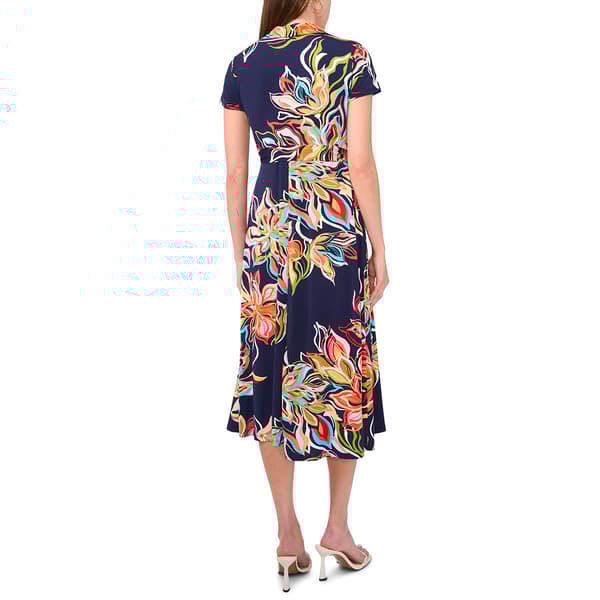 Womens MSK Short Sleeve Half Zip Neck Midi Dress