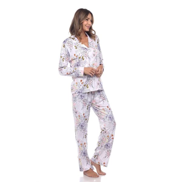 Womens White Mark 2pc. Long Sleeve Floral Pajama Set