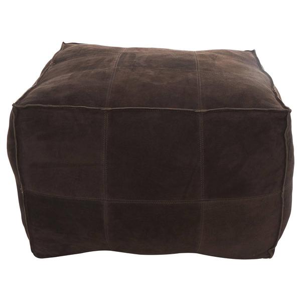 9th & Pike® Rustic Leather Pouf Ottoman - image 