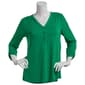 Womens Kasper Solid 3/4 Tab Sleeve V-Neck Henley Tee - image 7