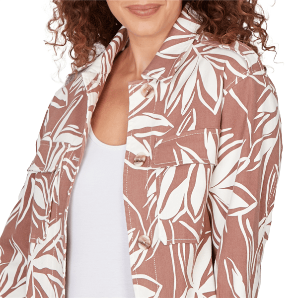 Petite Skye’s the Limit Blooming Pastels Leaf Denim Jacket